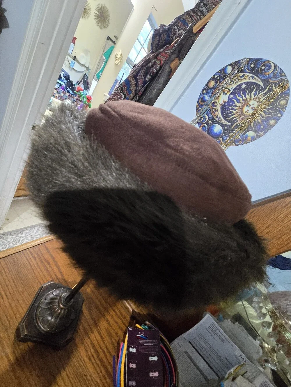 betmar Brown Crown Hat with Dark Brown Faux Fur Trim